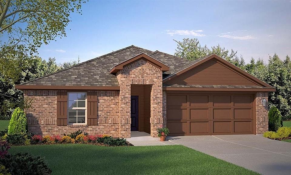 Front Elevation - D.R. Horton''s Texas CaliFloorplan Elevation A - All Home and community information, including pricing, included features, terms, availability and amenities, are subject to change at any time without notice or obligation. All Drawings, pictures, photographs, video, square footages, floor plans, elevations, features, colors and sizes are approximate for illustration purposes only and will vary from the homes as built.