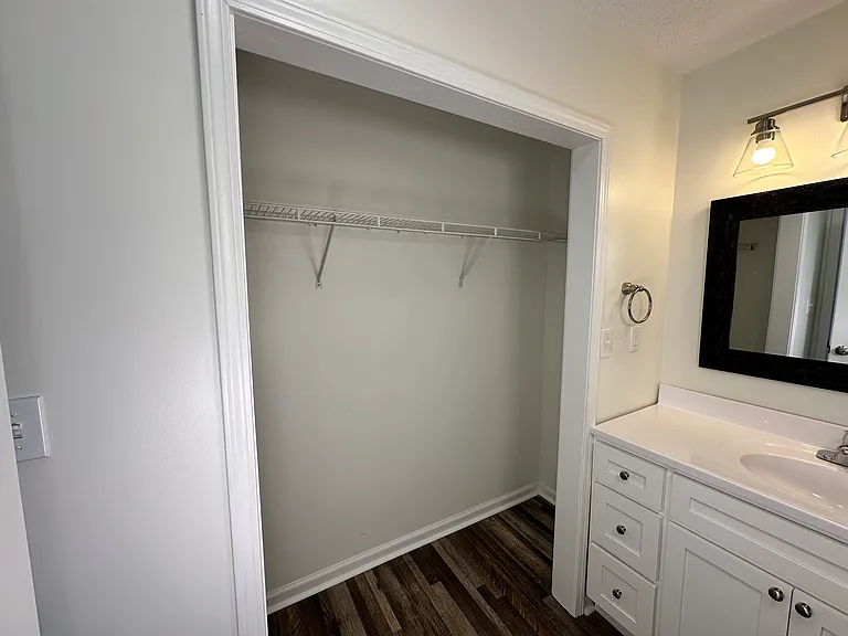 Master closet, located in the master bathroom