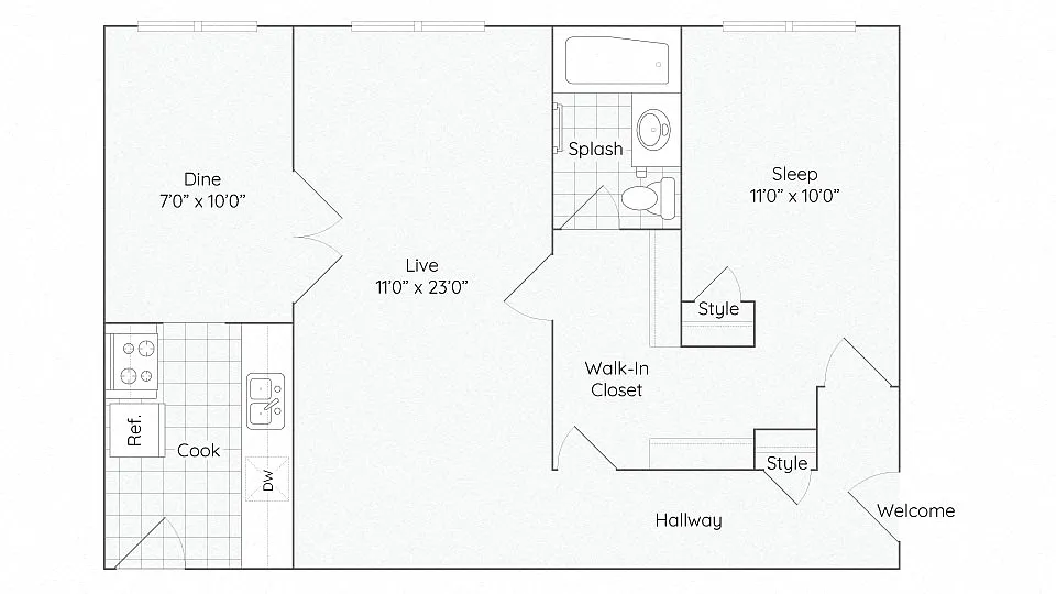 Floor plan One Bedroom One Bath