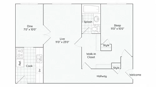 Floor plan One Bedroom One Bath
