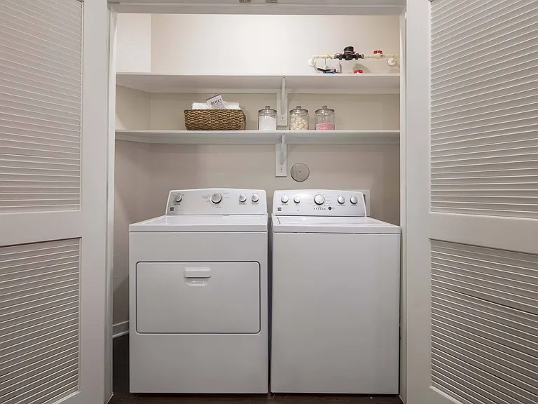 Laundry made simple with in-home washer and dryer convenience.