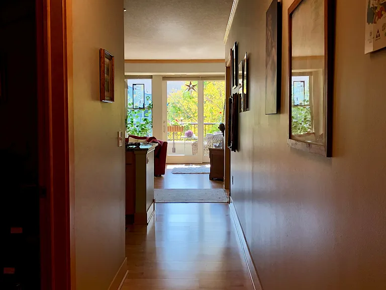 Entry view to covered porch.