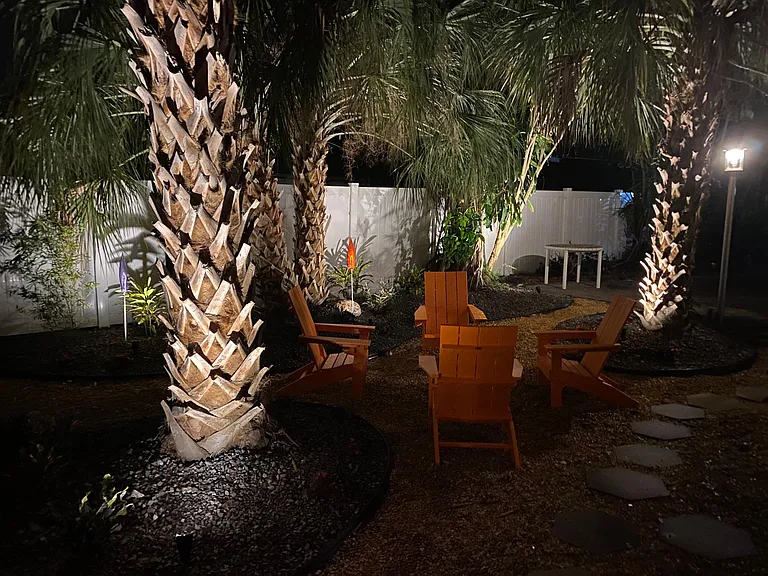 rear yard night view