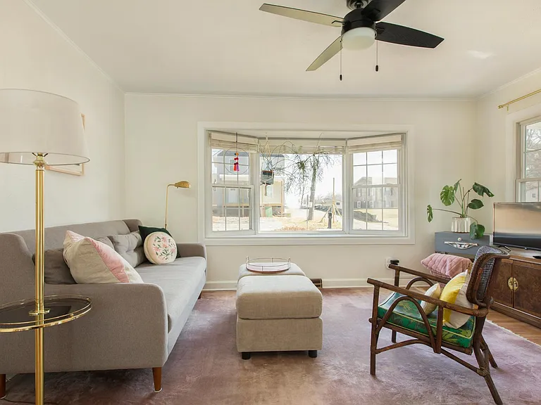View of living room from dining area.