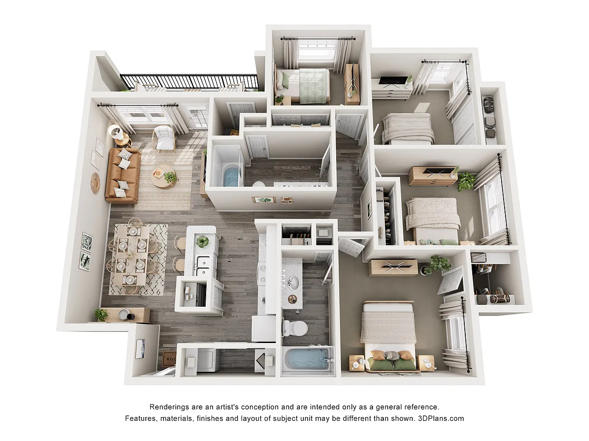 Floor plan D1 | 4 Bed | 2 Bath