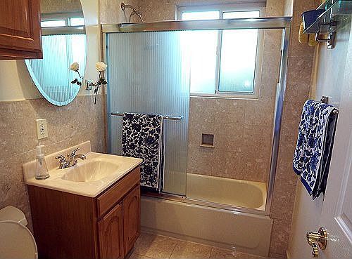 updated stone bathroom
