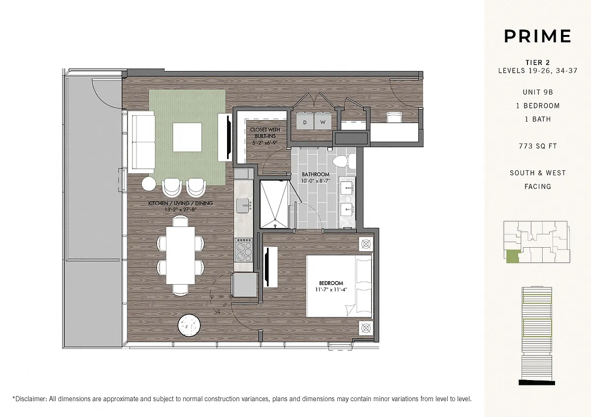Floor plan Prime One BR Stack 09