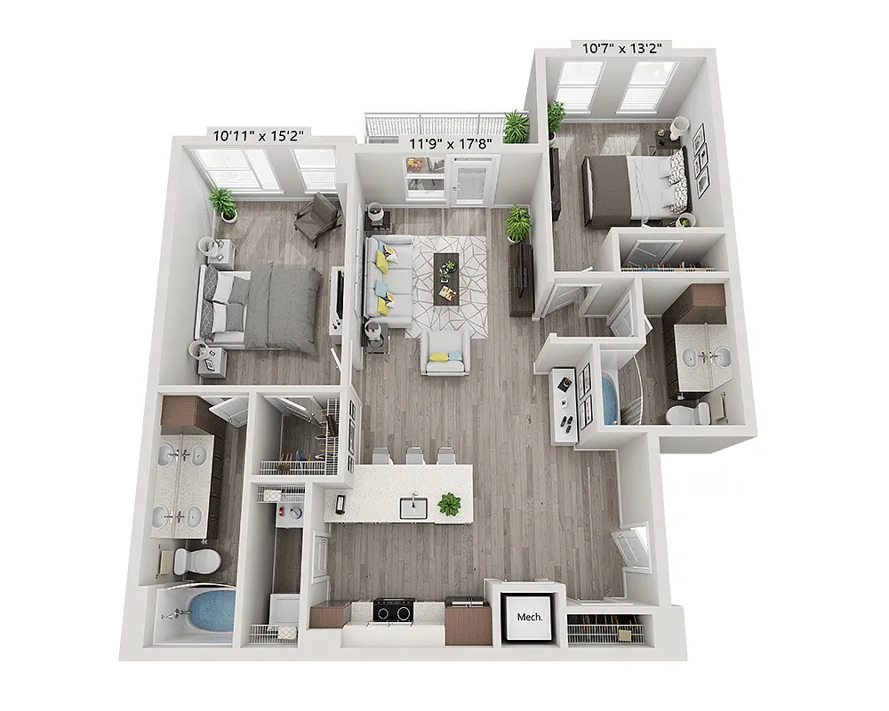 Floor plan Two Bedroom B2K