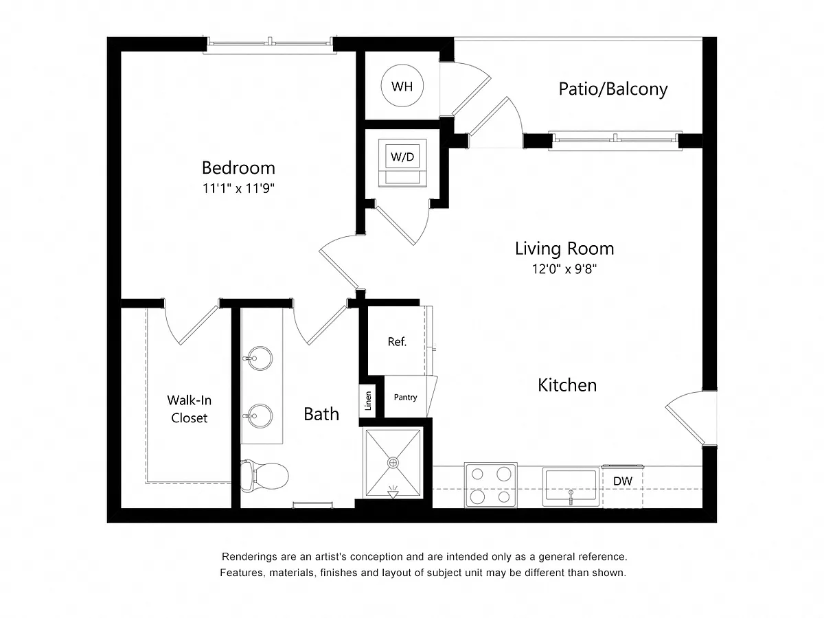 Floor plan 1 Bedroom A