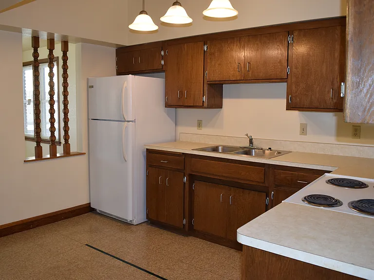 Kitchen with many cupboards.
