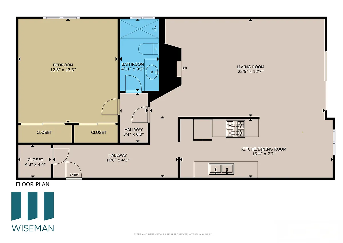 Floor plan One-Bedroom One-Bathroom