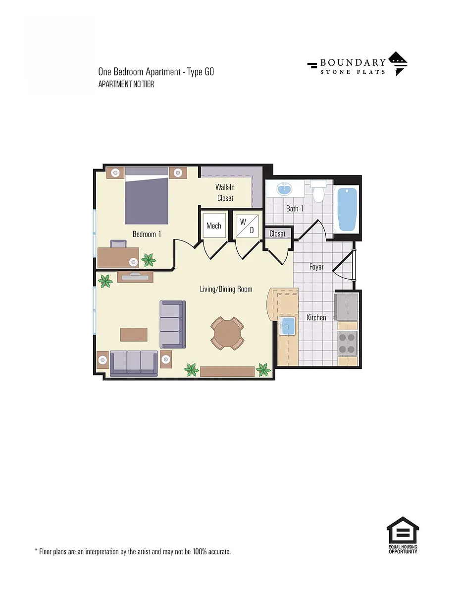 Floor plan 1 Bed/1 Bath (251aa1)