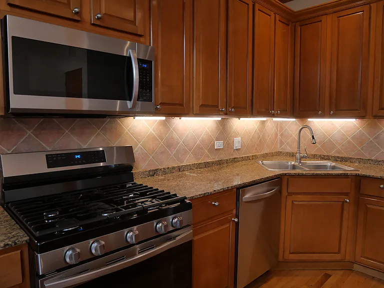 Kitchen with stainless steel appliances
