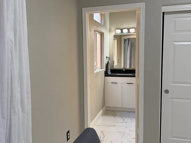 Private home office with attached full bath