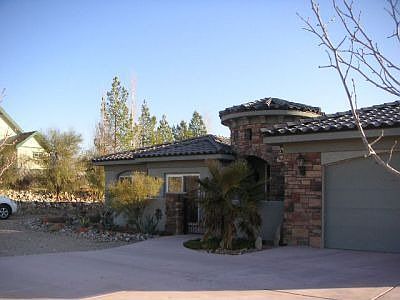 Front yard with garage