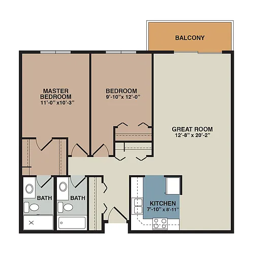 Floor plan 2A - 2 Bedroom