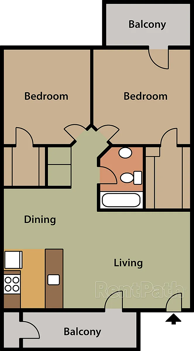 Floor plan 2 Bedroom 1 Bathroom E Floorplan Premium