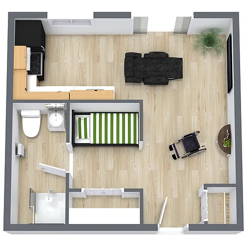 Floor plan Efficiency Layout - Handicap Accessible