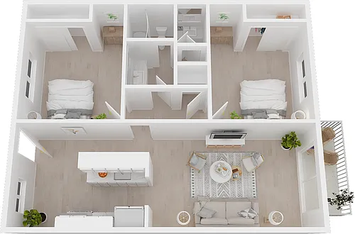 Floor plan 2BR/1.25BA-D