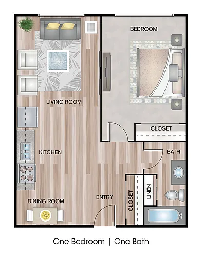 Floor plan One Bed One Bath