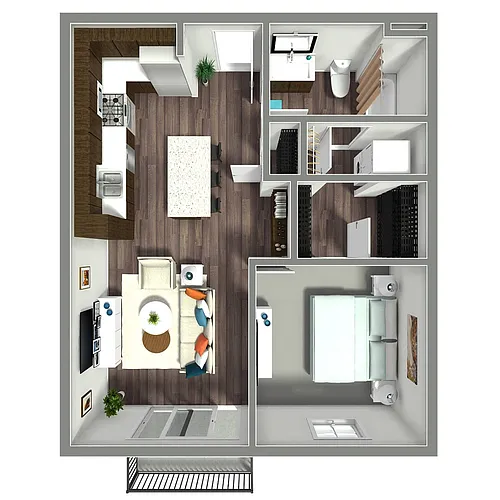 Floor plan Wisteria- 687 SF