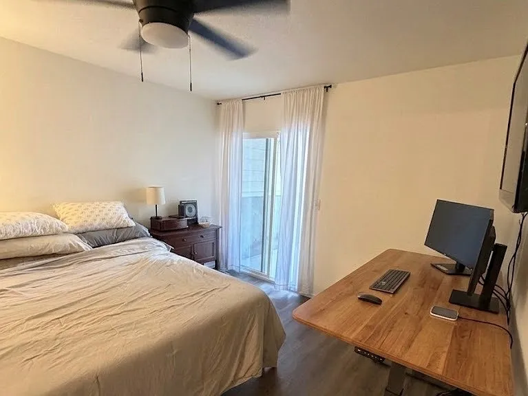 Sliding door to small outside area.