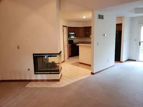 Family room--love that see-through gas fireplace!