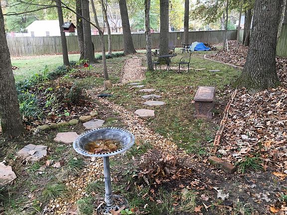 large backyard with path