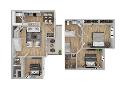 Floor plan 3 Bedroom / 2 Bathroom Townhome