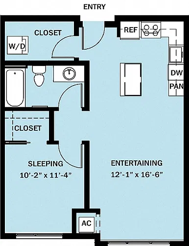 Floor plan 1 Bedroom 1 Bath B10