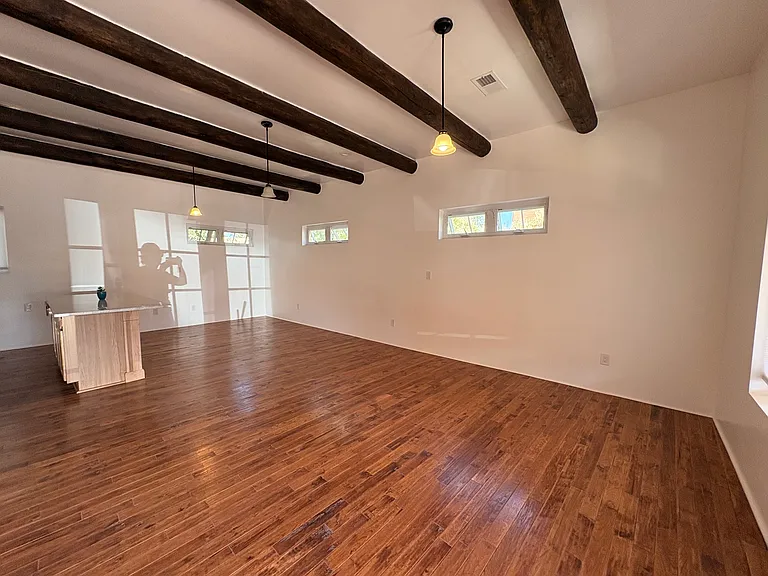 Living room/open kitchen on north side.