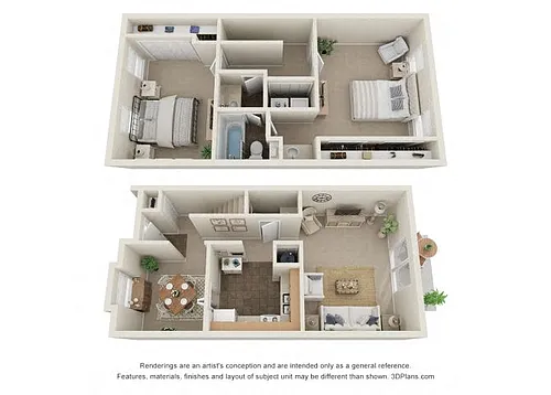 Floor plan 2 Bed, 1.5 Bath D Standard