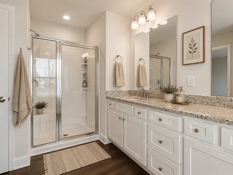 Primary Suite featuring a walk in shower.