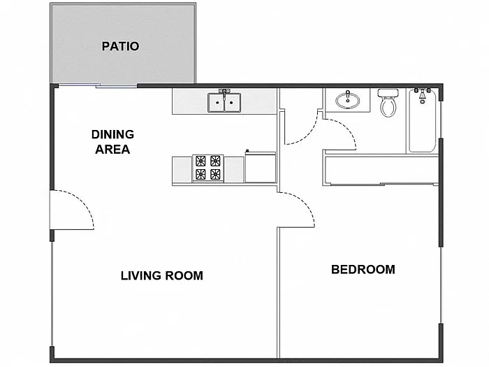 Floor plan 1 Bed / 1 Bath: Type B