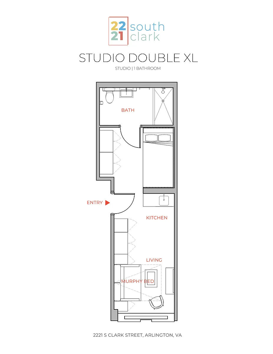 Floor plan 1 Bed 1 Bath - 393 sqft