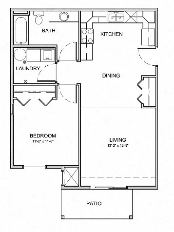 Floor plan 1X1 B