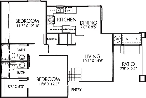 Floor plan Two Bed Two Bath B