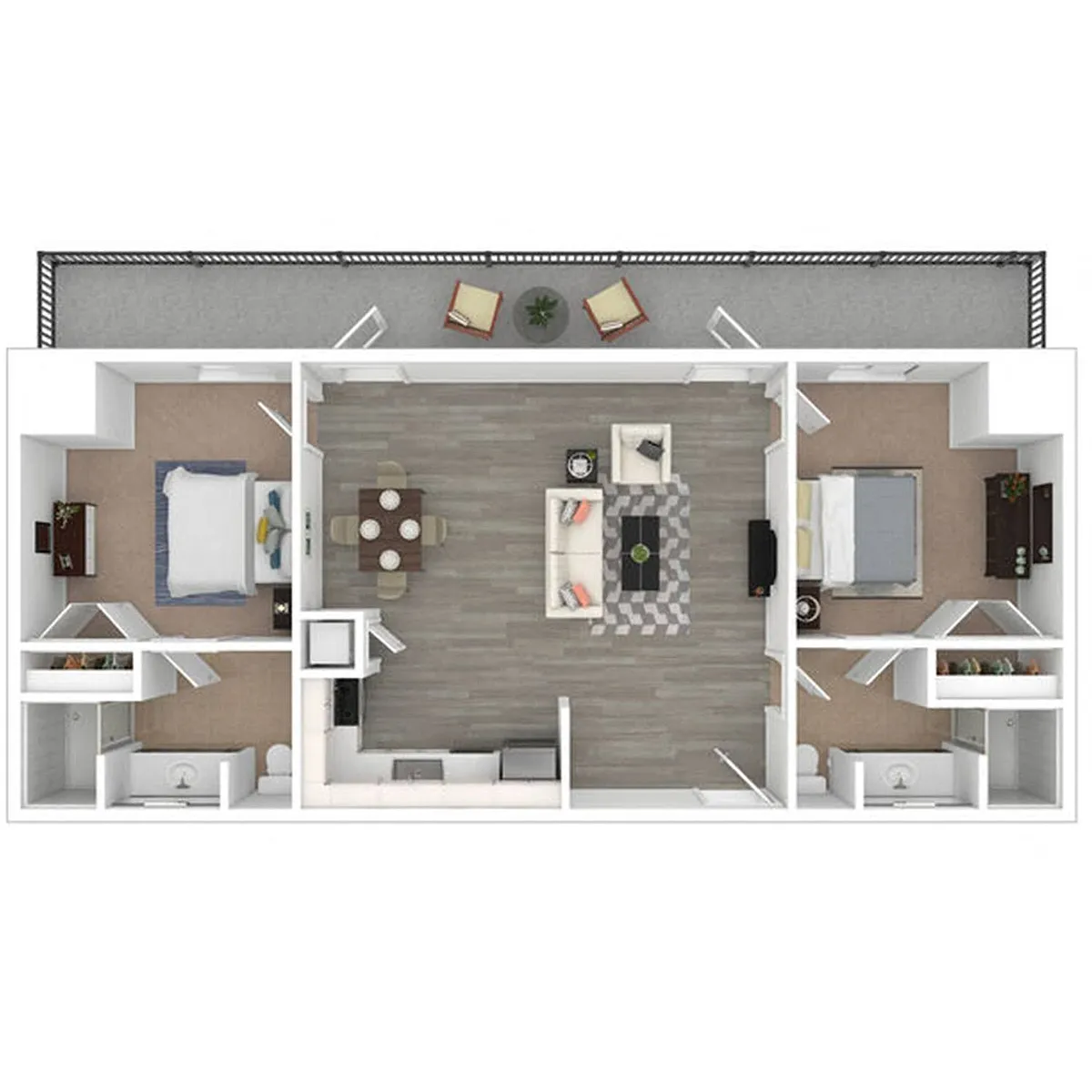 Floor plan 2 Bedroom, 2 Bathroom - 988 SF