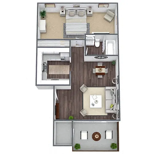 Floor plan A2: 1 Bed 1 Bath