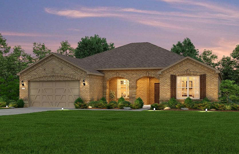 Exterior B, the Magnolia with covered front porch and 2-car garage with storage