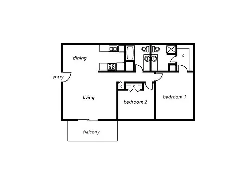 Floor plan Two Bedroom Two Bathroom