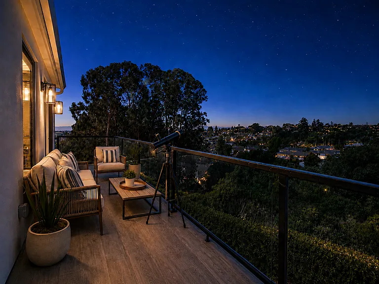 Panoramic view of the bay area and hills