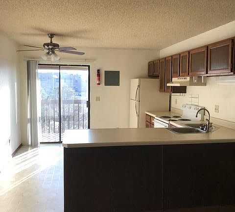 Kitchen with sliding doors to back deck