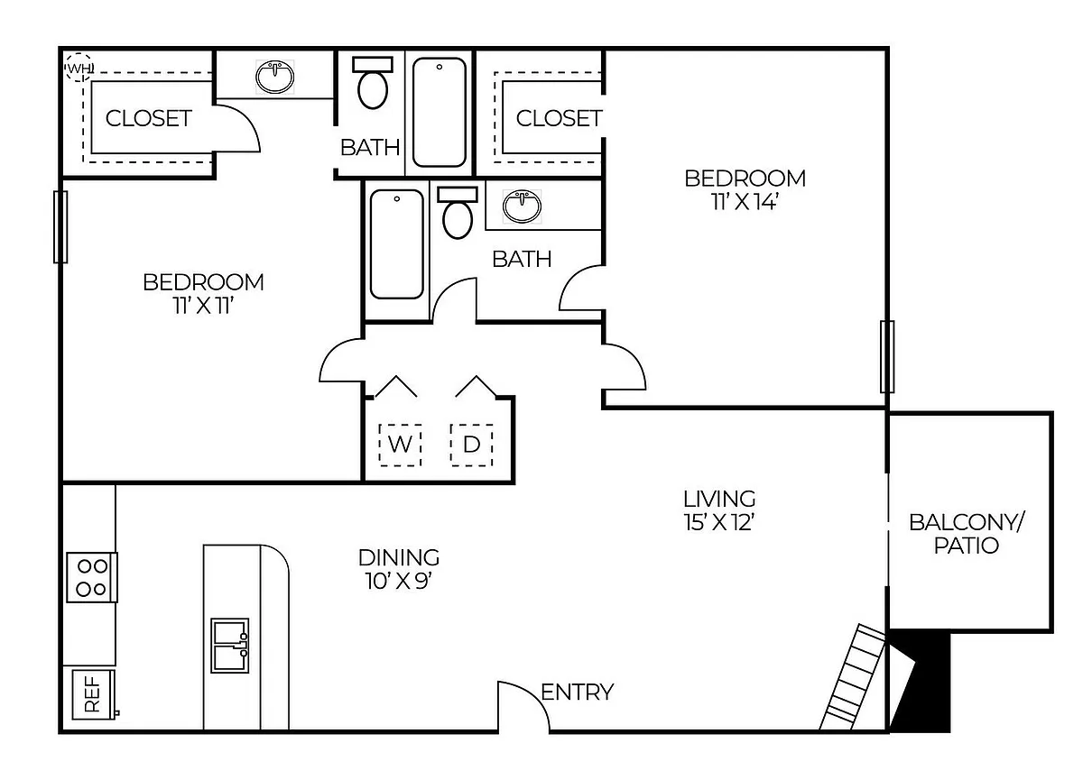 Floor plan B6 | 2 Bed | 2 Bath | Premium