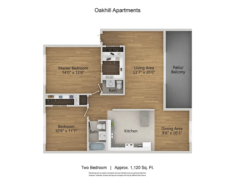 Floor plan Oakhill Apartments - Two Bedroom
