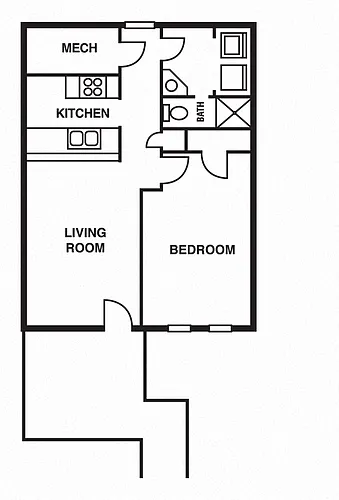 Floor plan 1 Bedroom/1 Bathroom A
