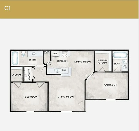 Floor plan 2 Bedroom 2 Bathroom