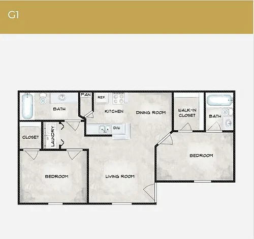 Floor plan 2 Bedroom 2 Bathroom