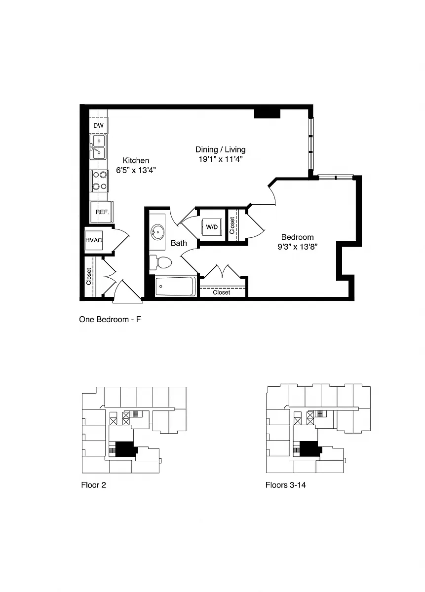 Floor plan ONE BEDROOM F