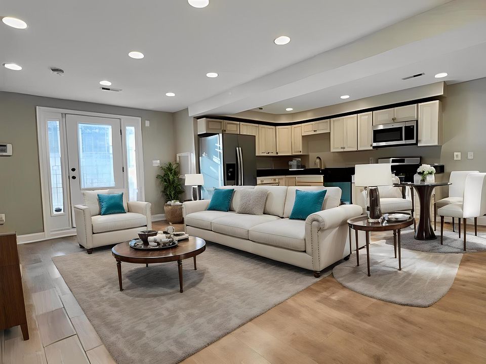 Open living and dining area